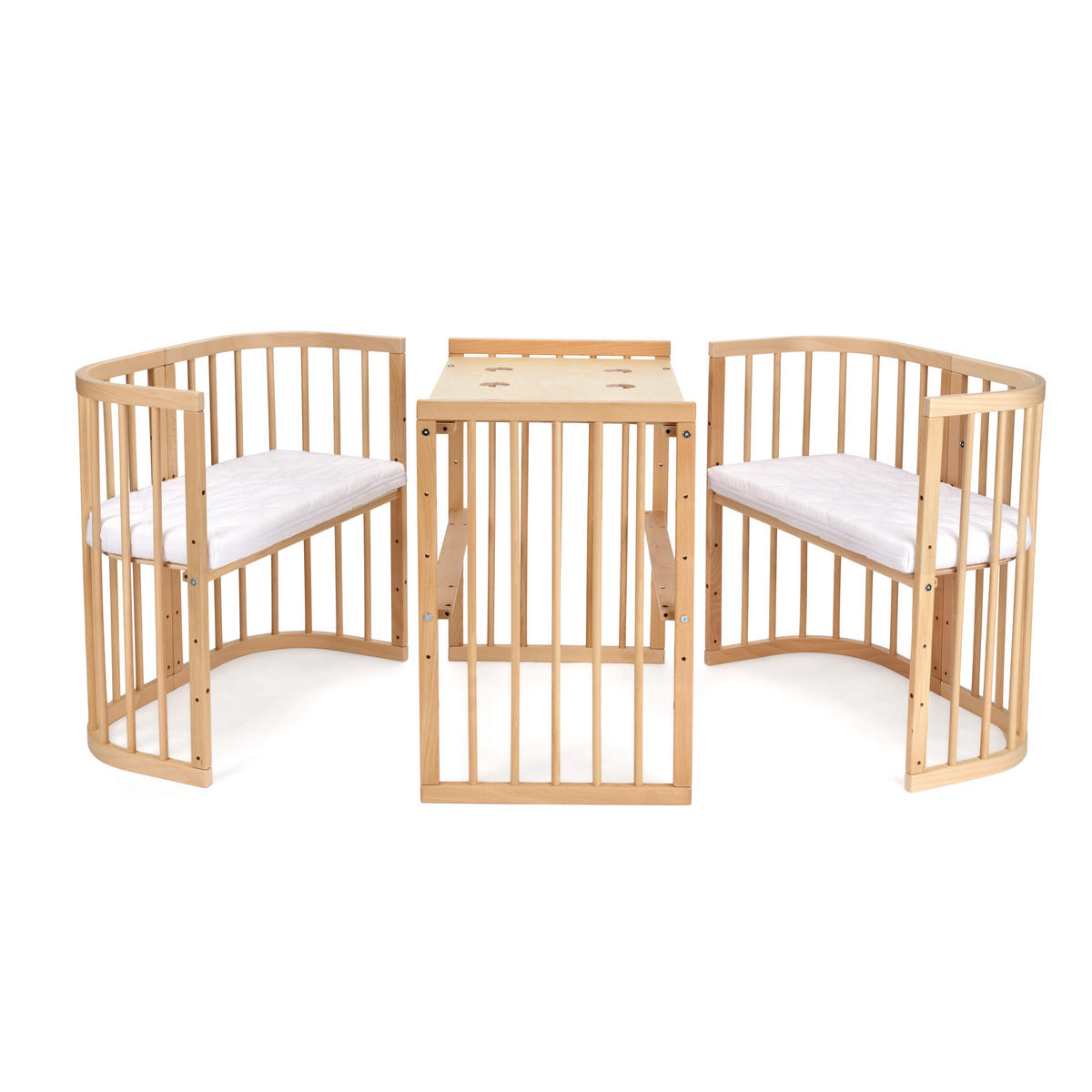 BABYBETT NATUR, 7in1 mit Matratze - Naturfarben, Holz (73/123cm) - waldin