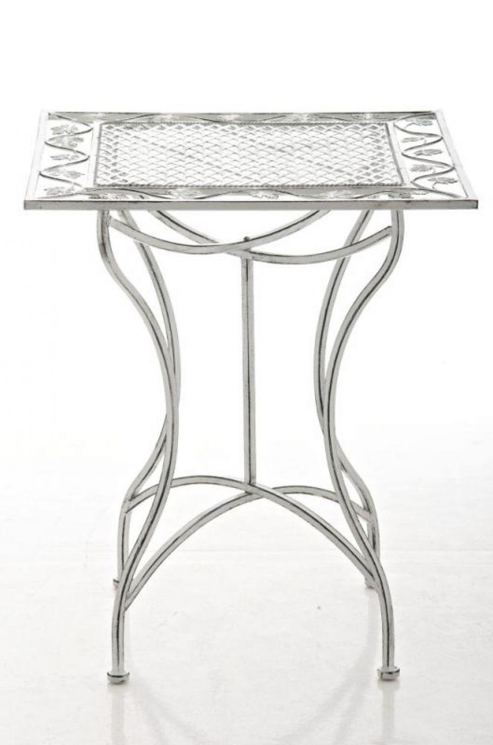 GARTENTISCH eckig 60/60/72 cm Metall Antik Weiß - Perlmutt, Metall (60/60/72cm) - CLP