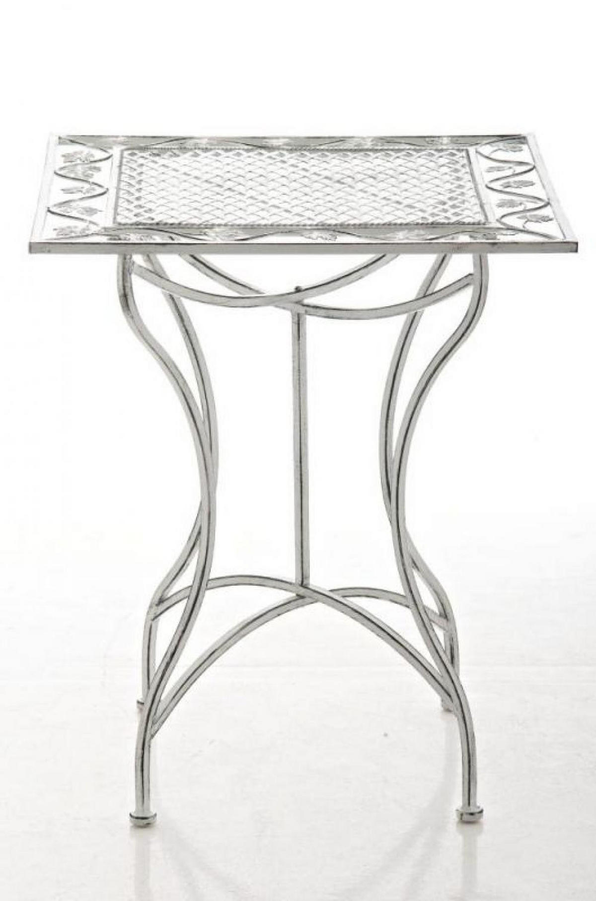 GARTENTISCH eckig 60/60/72 cm Metall Antik Weiß - Perlmutt, Metall (60/60/72cm) - CLP