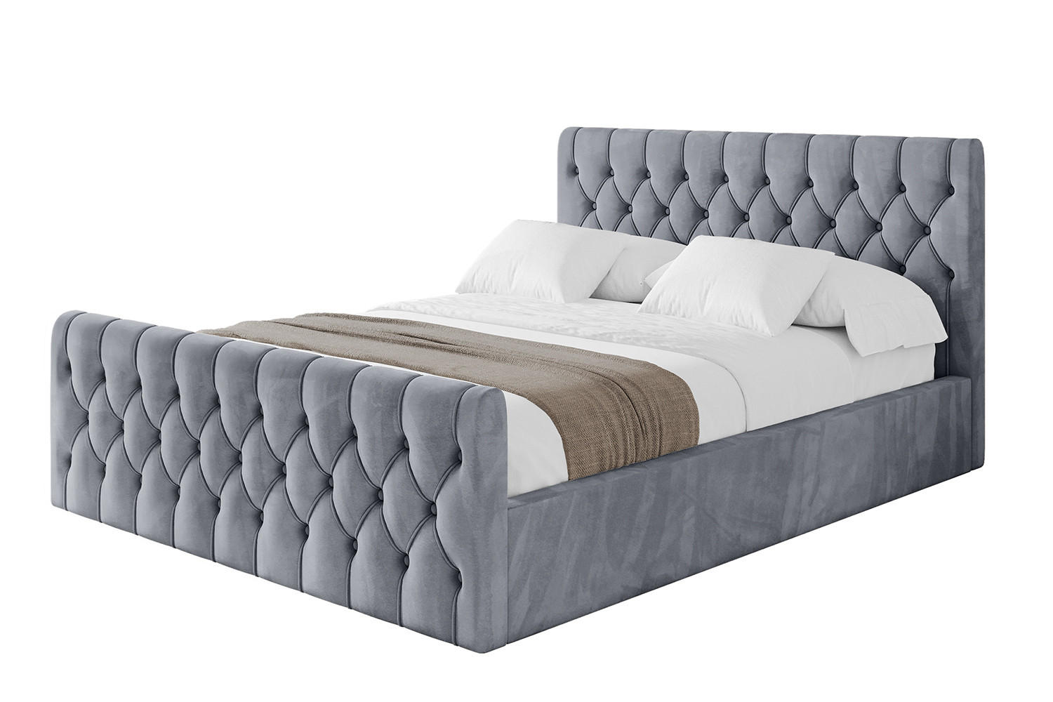 POLSTERBETT mit Bettkasten, Fußteil und Lattenrost, Boxbett ohne Matratze - RENO-Z 120x200 Grau - Grau, Holzwerkstoff/Textil (120/200cm) - ALTDECOR