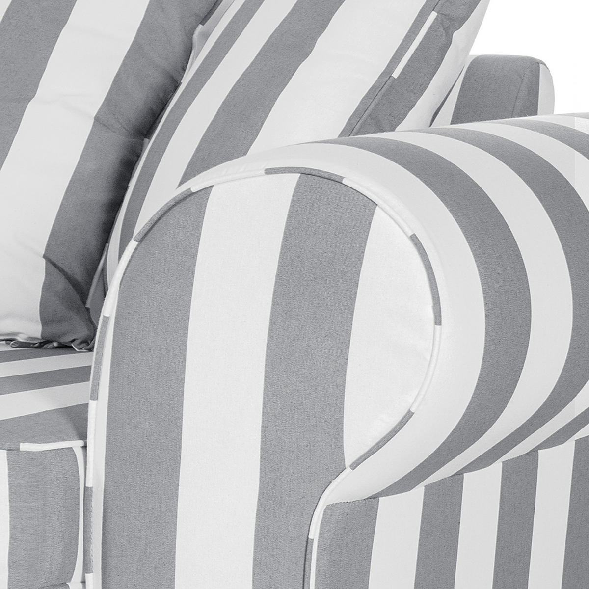 SESSEL - Webstoff - Grau gestreift - Grau, Holz/Textil (130/88/88cm) - home24
