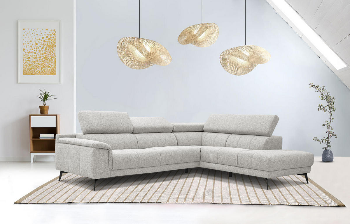 ECKSOFA FIERO 5-Sitzer, creme - Creme/Schwarz, Holzwerkstoff/Textil (290/228cm) - Courtois Laville