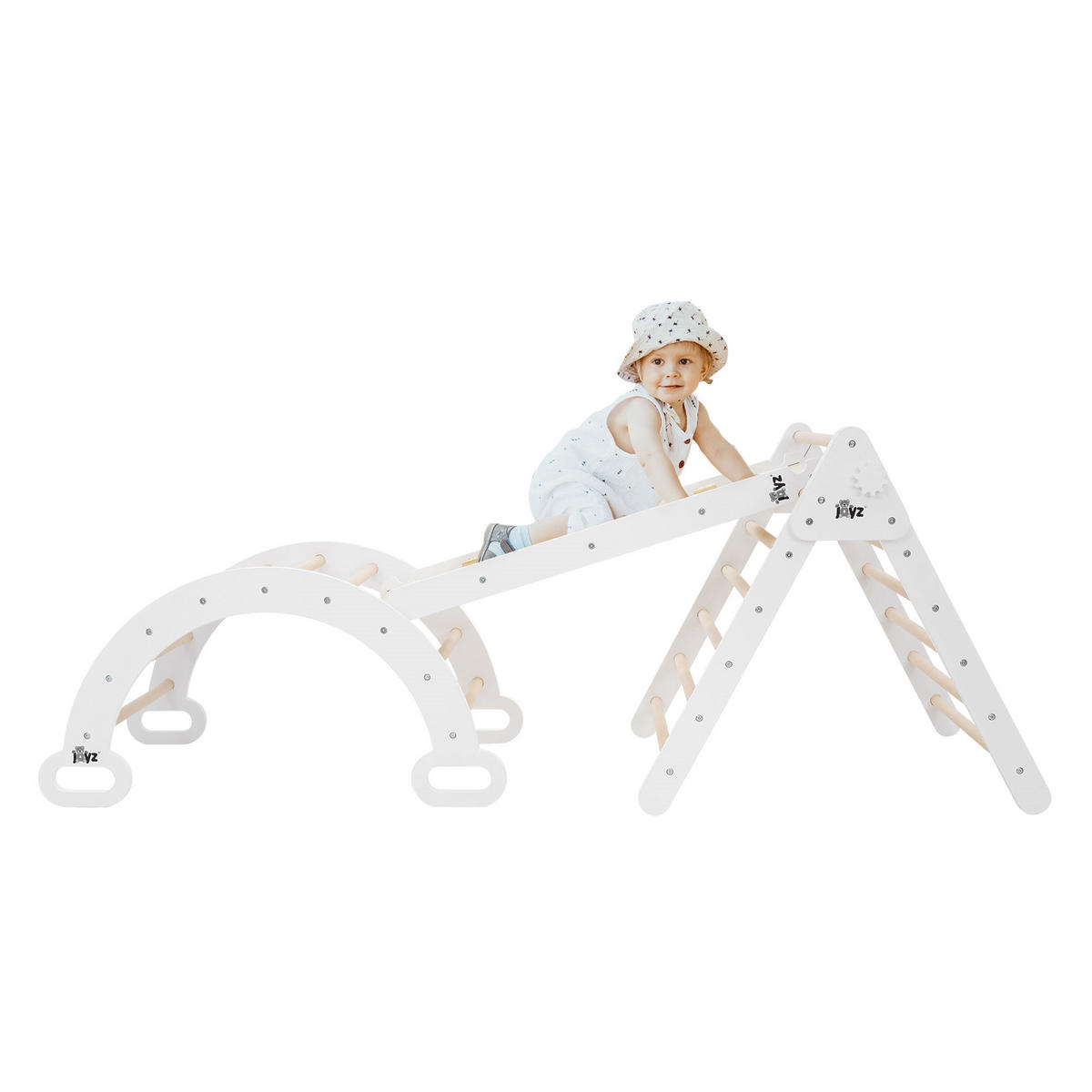 KINDER-KLETTERGERÜST Set - Braun, Holz (72/60/89cm) - Joyz