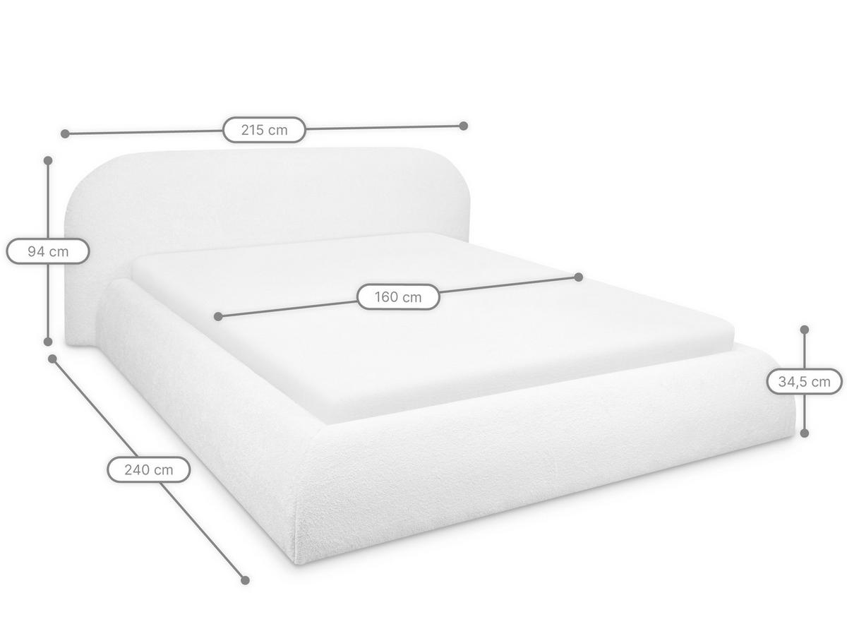 POLSTERBETT Lumi Creme 160/200 cm Boucle mit Bettkasten - Creme, Textil/Metall (160/200cm) - wonello