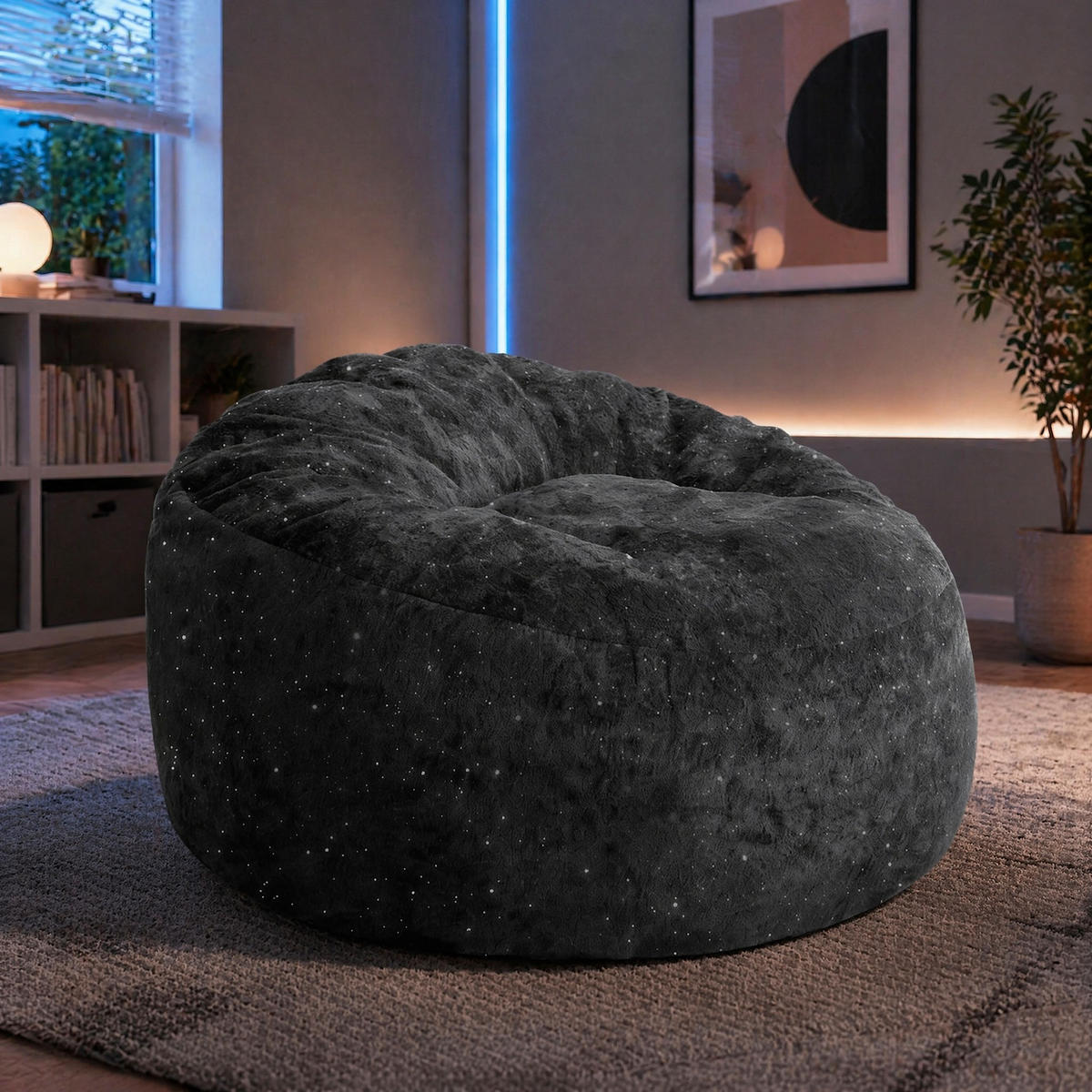 SITZSACKSESSEL mit hoher Rückenlehne Schwarz - Schwarz, Kunststoff (103/65/103cm) - Beauniv