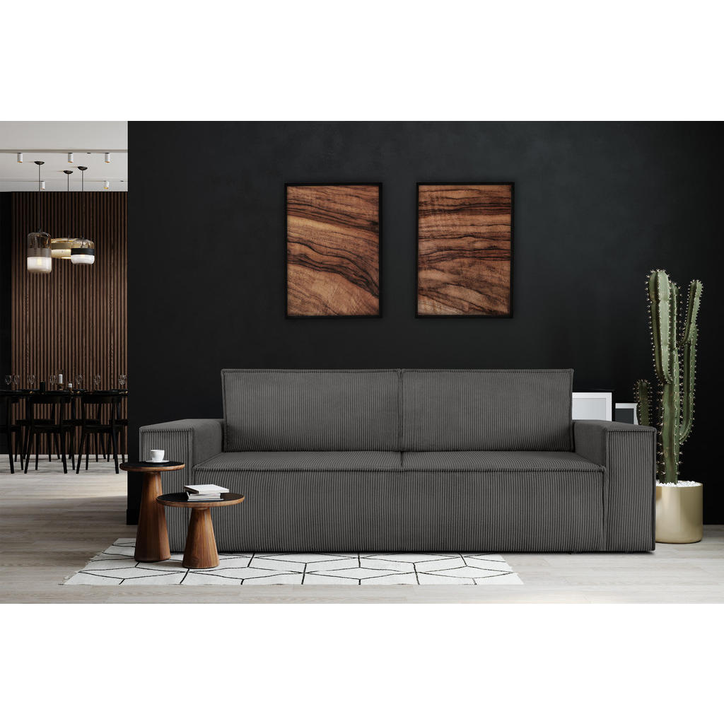 Thumbnail - Konsimo® 3-Sitzer-Schlafsofa, Grau, Textil, 244x89x101 cm, FSC 100%, Hergestellt in Europa, Wohnzimmer, Sofas & Couches,...
