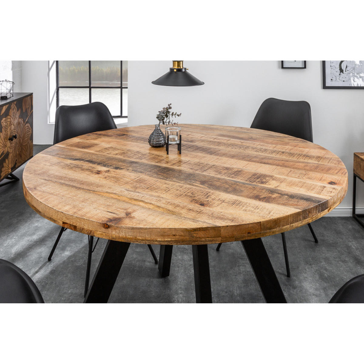 ESSTISCH IRON CRAFT Mangoholz rund Natur 120cm - Braun, Holz (120/120/76cm) - riess-ambiente