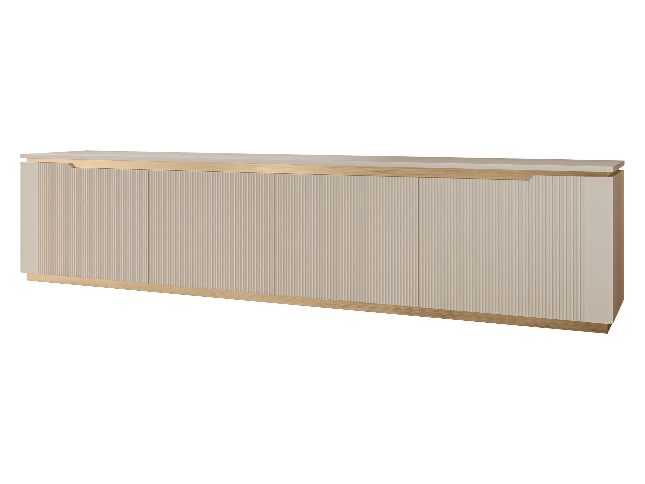 TV-LOWBOARD Hilafin 4K - Sandfarben/Goldfarben, Holzwerkstoff/Kunststoff (219/50/40cm) - MIRJAN24