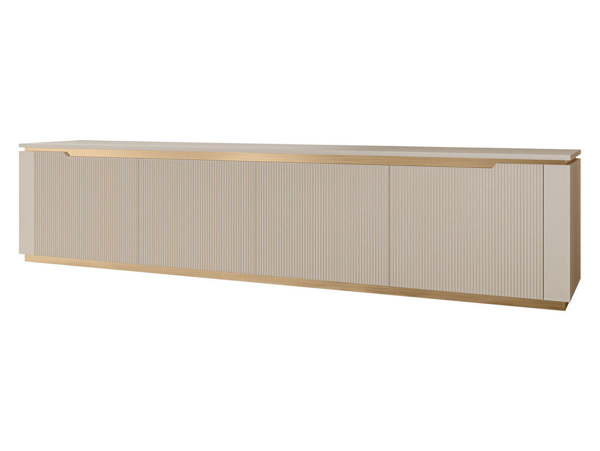 TV-LOWBOARD Hilafin 4K - Sandfarben/Goldfarben, Holzwerkstoff/Kunststoff (219/50/40cm) - MIRJAN24