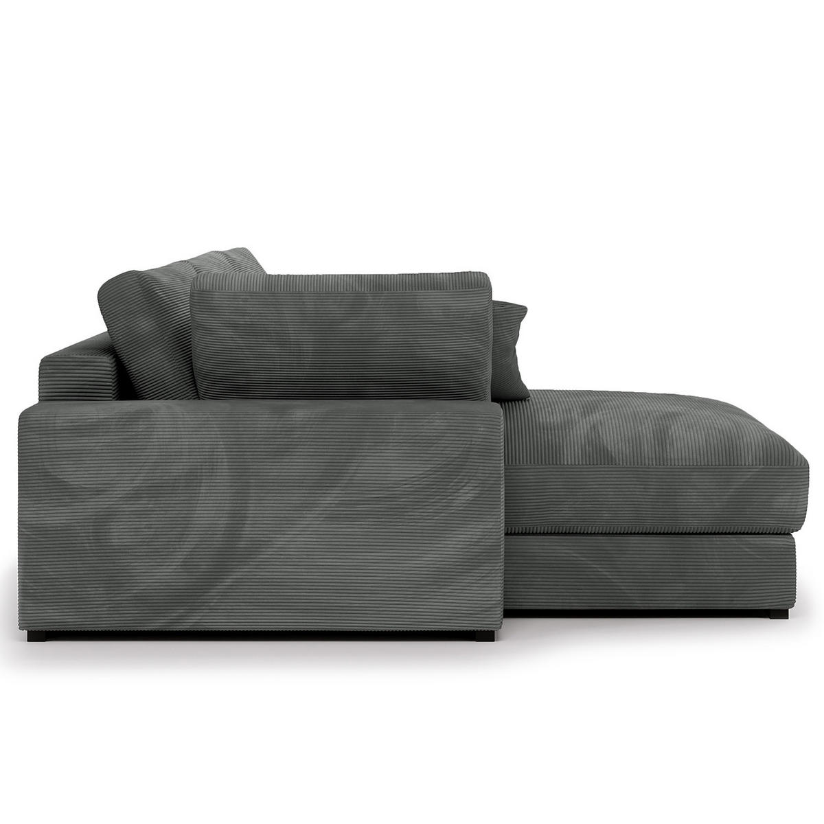 ECKSOFA mit Longchair - Schwarz/Graphitfarben, Kunststoff/Textil (340/205cm) - home24