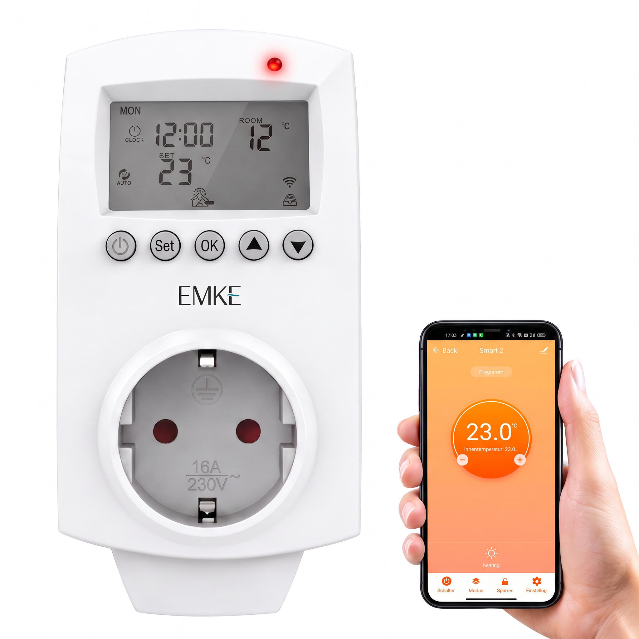 THERMOSTATKOPF Weiß 14/7,7/6,7 cm - Weiß, Kunststoff (7.7/14/6.7cm) - EMKE