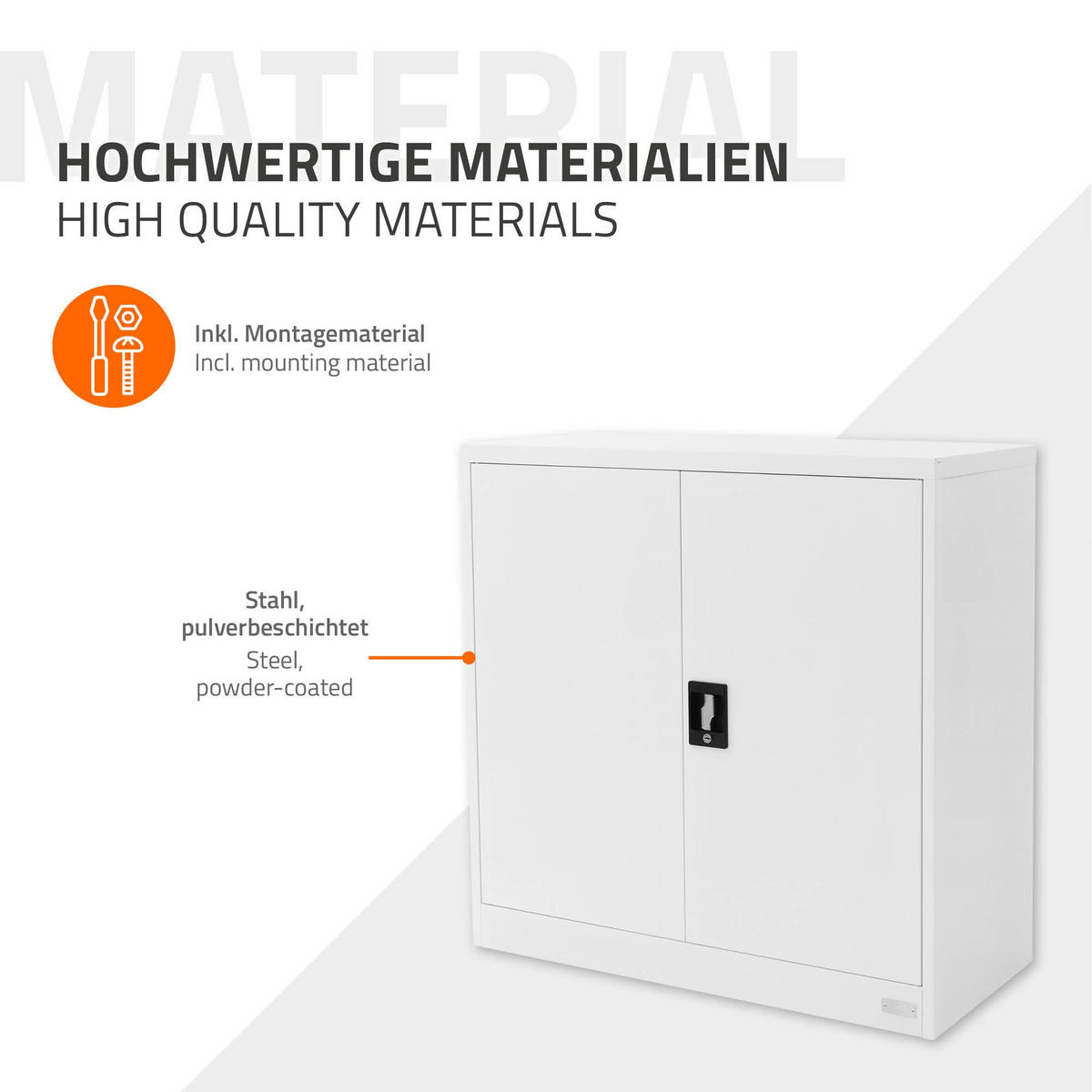 AKTENSCHRANK - Weiß, Metall (40/90/90cm) - ML-DESIGN