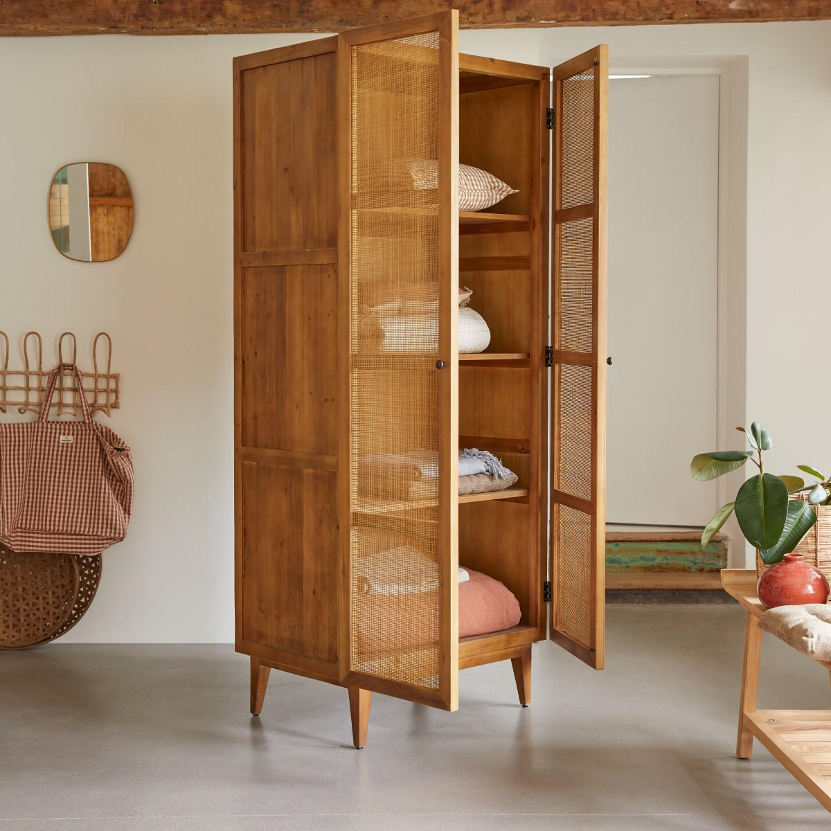 SCHRANK Ninon Natur aus Pinie - Naturfarben, Holz (85/200/55cm) - Tikamoon