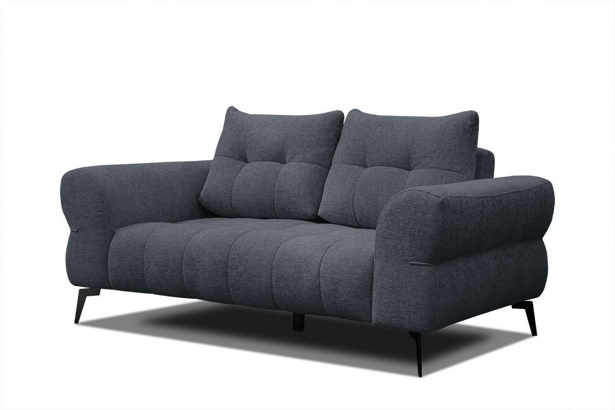 SOFA SALVINI 2-Sitzer, dunkelblau - Schwarz/Dunkelblau, Holzwerkstoff/Textil (176/88/99cm) - Courtois Laville