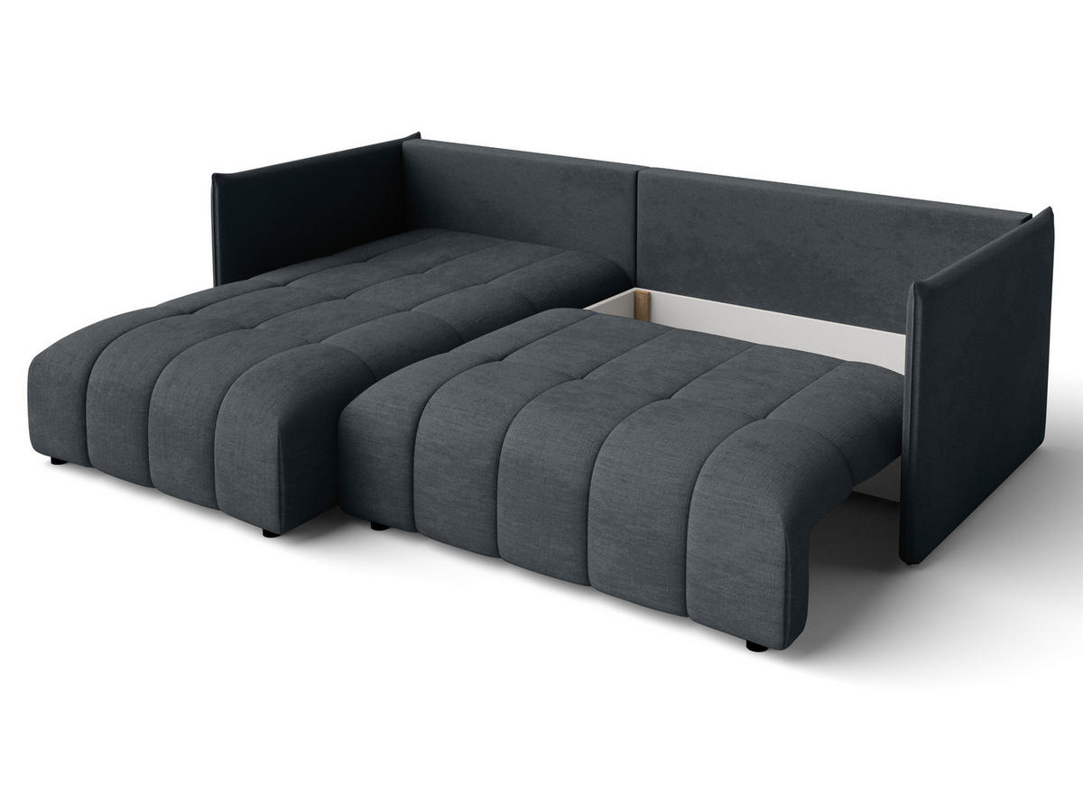 ECKSOFA L Form Gaziante Grau 245/182/83 cm – mit Bettkasten - Schwarz/Grau, Kunststoff/Textil (245/182cm) - AX Living