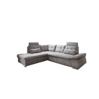 ECKSOFA mit Schlaffunktion, Bettkasten und verstellbarer Armlehne - Chromfarben/Schlammfarben, Textil (260/219cm) - ed exciting design