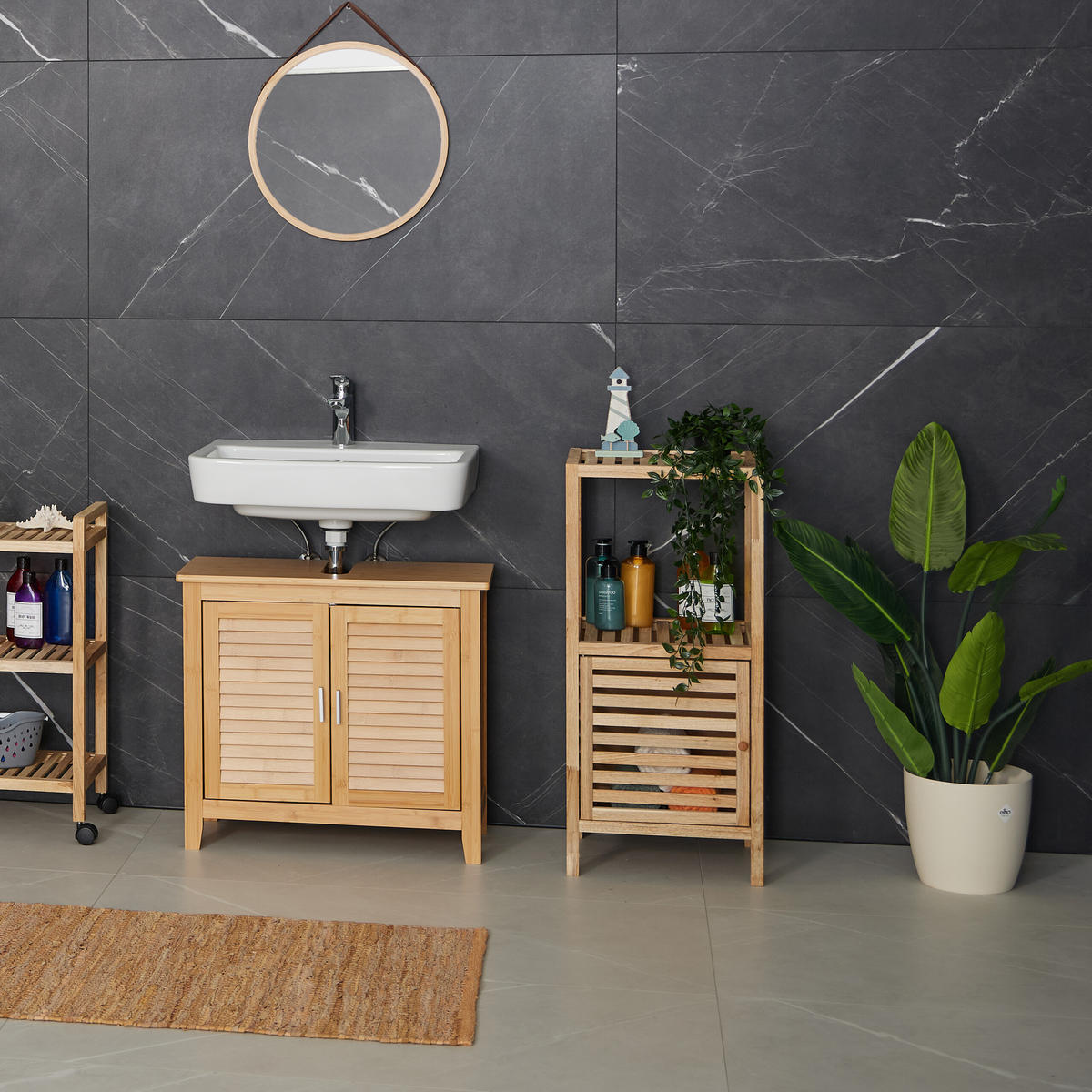 BADEZIMMERREGAL - Hellbraun, Holz/Holzwerkstoff (40/86/36cm) - Relaxdays