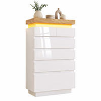 KOMMODE aus Spanplatte und MDF 73x39x115 cm Weiß mit 6 Schubladen und LED-Beleuchtung - Weiß, Holzwerkstoff (73/115/39cm) - IVMEU
