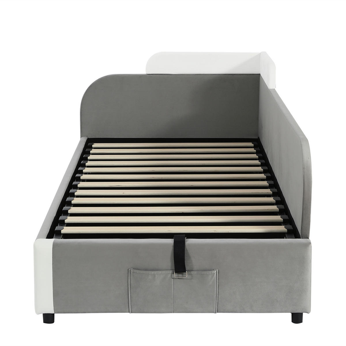 POLSTERBETT 90x200 cm Stauraum hydraulisch grau - Weiß, Textil (90/200cm) - LEBENLANG