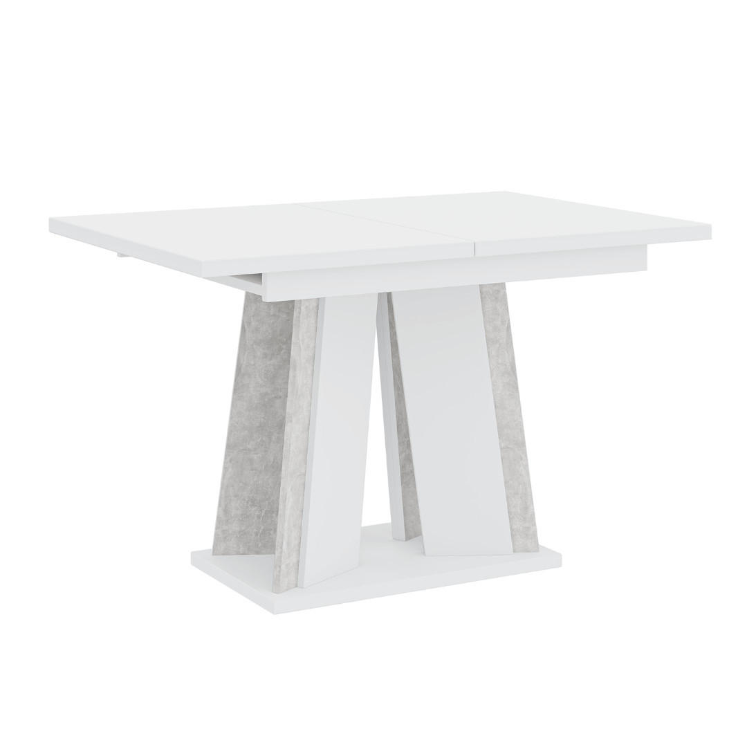 ESSTISCH Ausziehbar 120 - 160 cm Weiß und Grau Betonoptik - Weiß/Grau, Holzwerkstoff (120/80/75cm) - PROSPERO