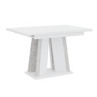 ESSTISCH Ausziehbar 120 - 160 cm Weiß und Grau Betonoptik - Weiß/Grau, Holzwerkstoff (120/80/75cm) - PROSPERO