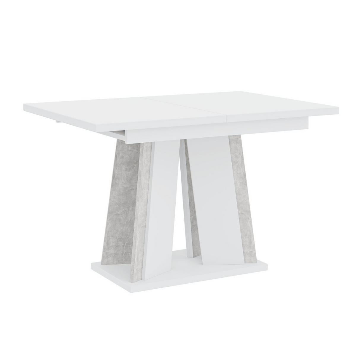 ESSTISCH Ausziehbar 120 - 160 cm Weiß und Grau Betonoptik - Weiß/Grau, Holzwerkstoff (120/80/75cm) - PROSPERO