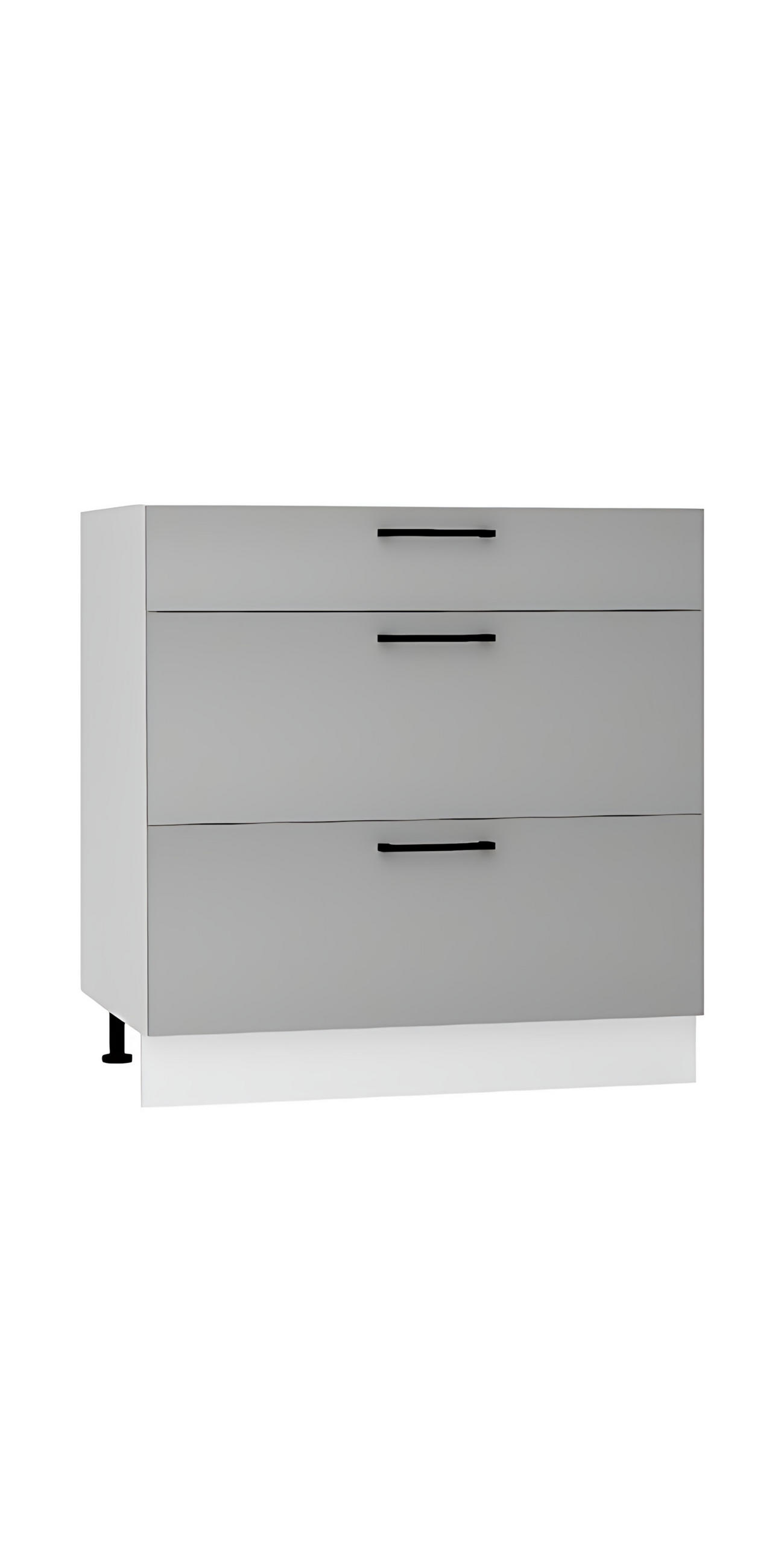 UNTERSCHRANK D80S3 - Morvex - 3 Schubladen für effiziente Organisation - Grau, Holz/Metall (80/82/52.4cm) - ROYAL24_MARKT