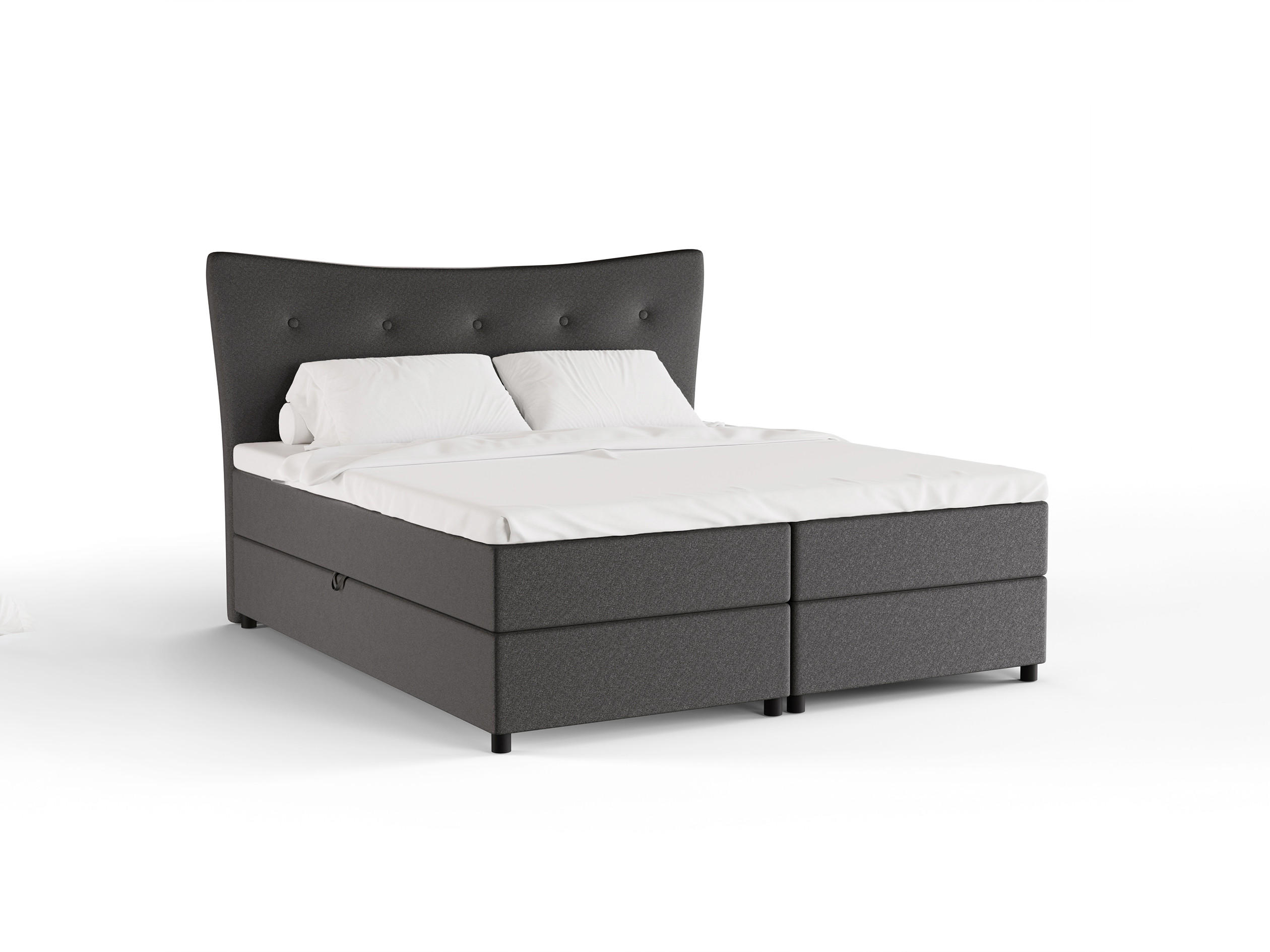 BOXBETT Nevada 180 x 200 cm Doppelbett mit hochwertiger Bonell-Matratze und Topper - Dunkelgrau - Dunkelgrau, Holz (180/200cm) - Panda Möbel