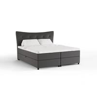 BOXBETT Nevada 180 x 200 cm Doppelbett mit hochwertiger Bonell-Matratze und Topper - Dunkelgrau - Dunkelgrau, Holz (180/200cm) - Panda Möbel