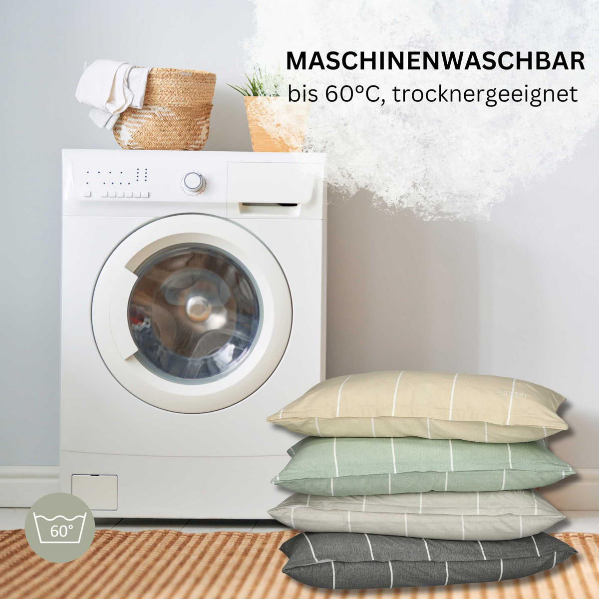 RENFORCÉ KISSENBEZÜGE HARPLINES - Anthrazit, Textil (40/80cm) - Esprit