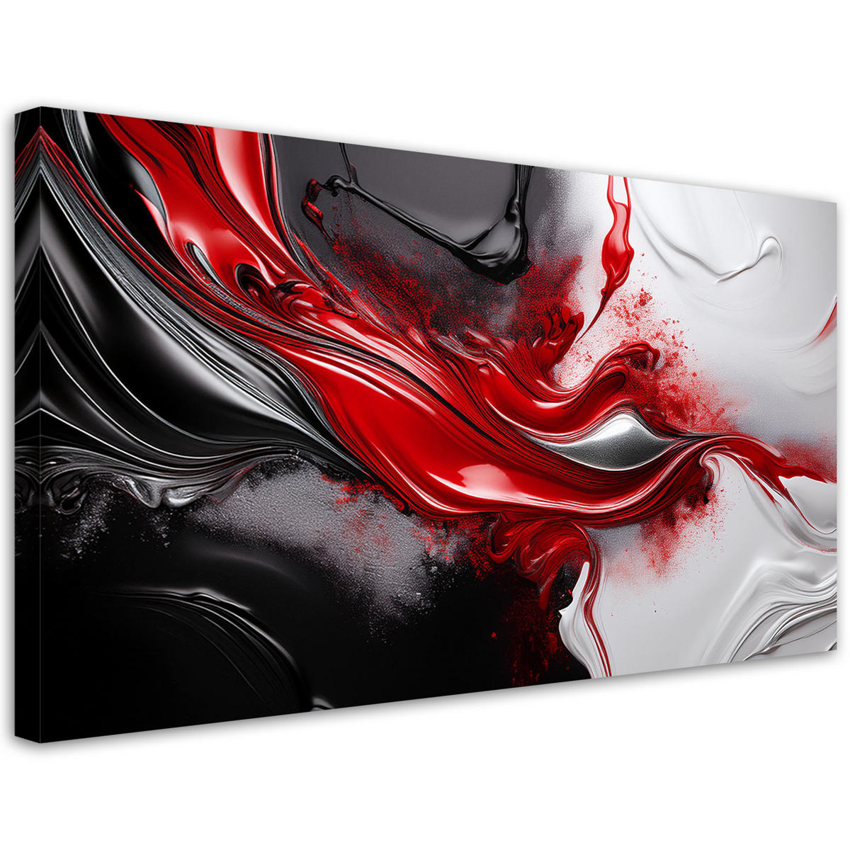 LEINWANDBILD Moderne Abstrakt Rot Schwarz 3D 80x40cm - Grau, Textil (80/40cm) - Feeby