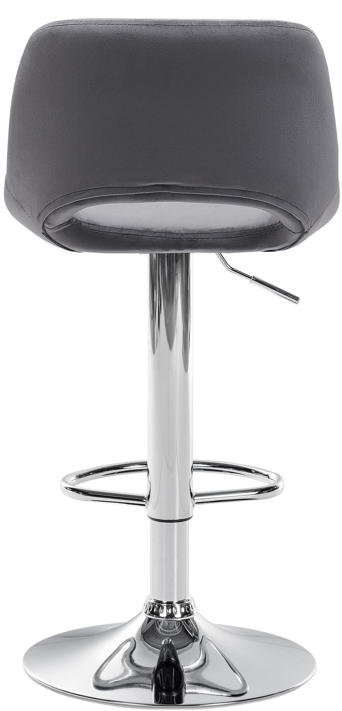 BARHOCKER JAKSON Dunkelgrau Samt Chrom - Dunkelgrau, Textil/Metall (42/86/46cm) - DELUKE