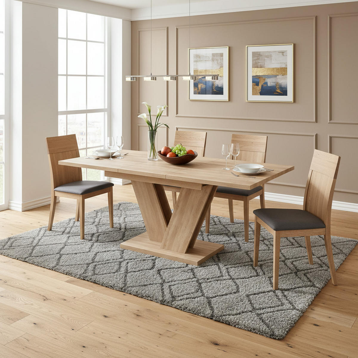 AUSZIEHTISCH Eichefarben 140-180/80/75.5 cm - Eichefarben, Holz (80/180/75.5cm) - PANGIVO