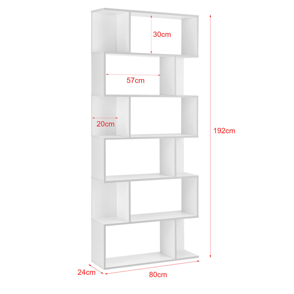 BÜCHERREGAL Borrby - Weiß, Holzwerkstoff (80/192/24cm) - [en.casa]