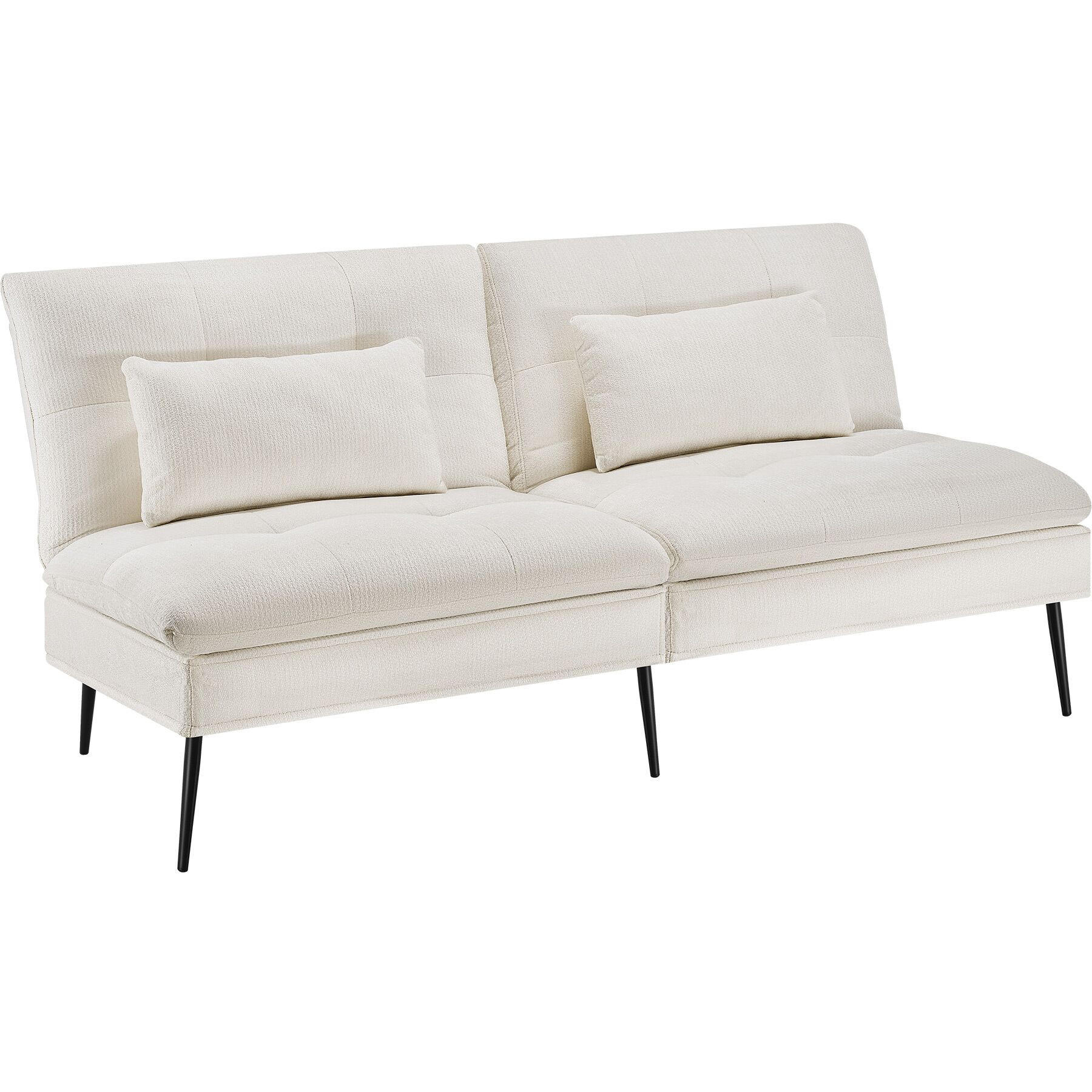 SCHLAFSOFA Tokio, Belastbarkeit 300 kg, 175 x 66 x 87 cm, creme-weiß - Creme/Weiß, Kunststoff/Textil (108/45/175cm) - tectake