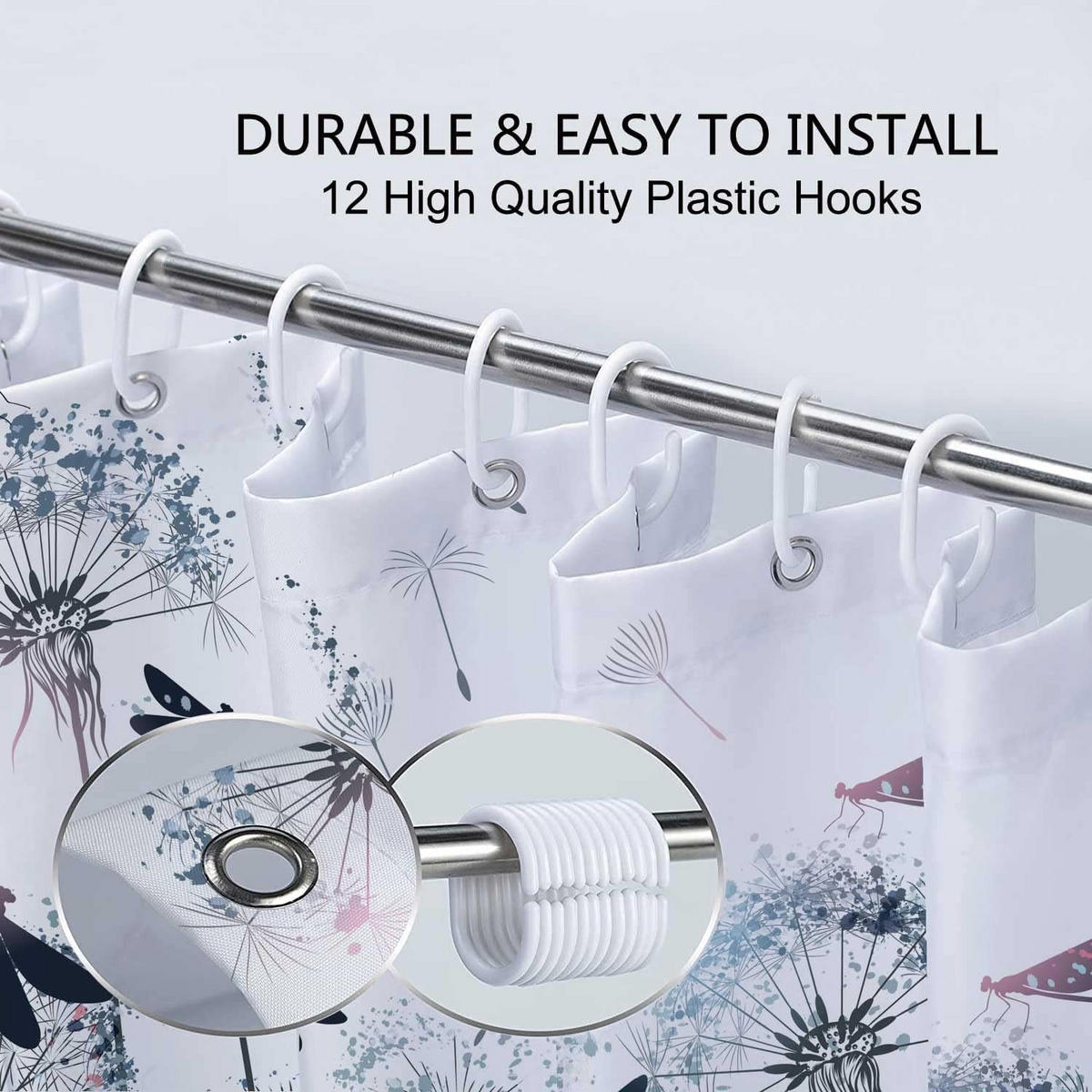 DUSCHVORHANG Aquarell Muster Polyester wasserdicht mit Haken für Badewanne Badezimmer - Multicolor, Textil (180/180cm) - MCBOSON