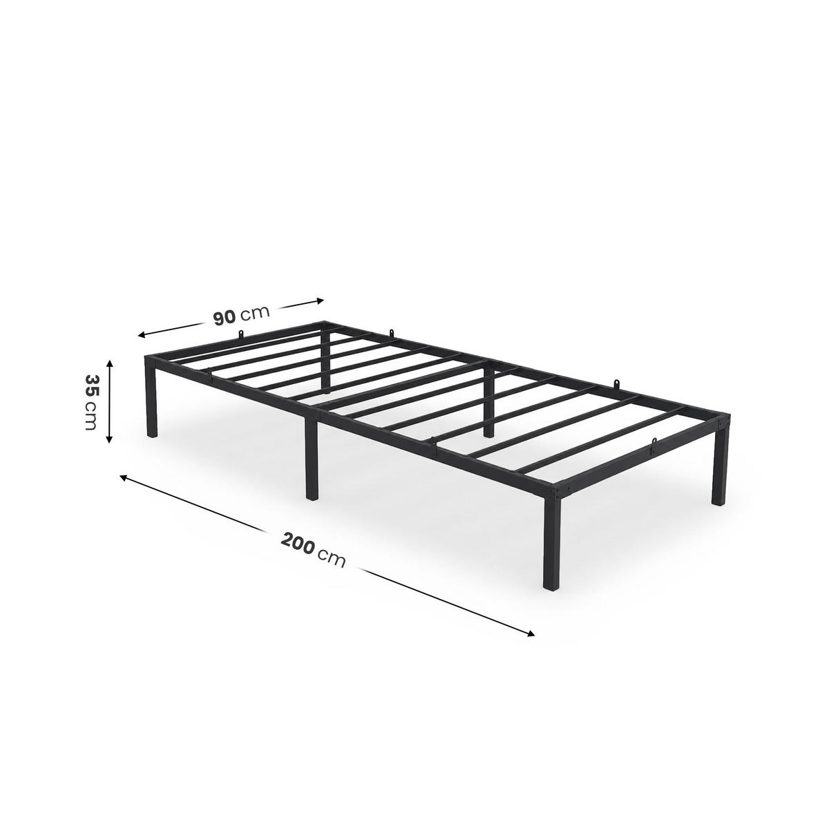 METALLBETT Klappbares 90x200 cm Schwarz - Schwarz, Metall - Akord