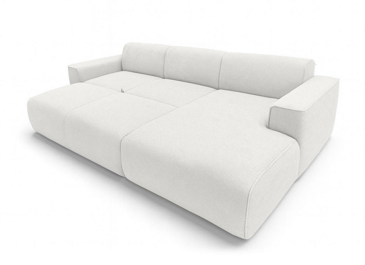 ECKSOFA L Form Ruyam Perlweiß 310/165/78 cm – Schlaffunktion Rechts - Schwarz/Weiß, Kunststoff/Textil (310/170cm) - AX Living