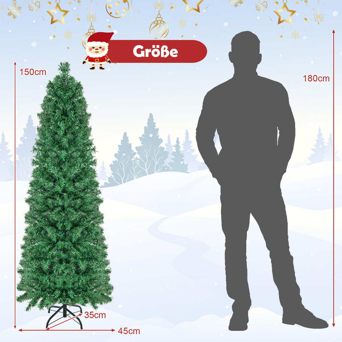 WEIHNACHTSBAUM 150cm Grün - Grün, Kunststoff (150cm) - COSTWAY