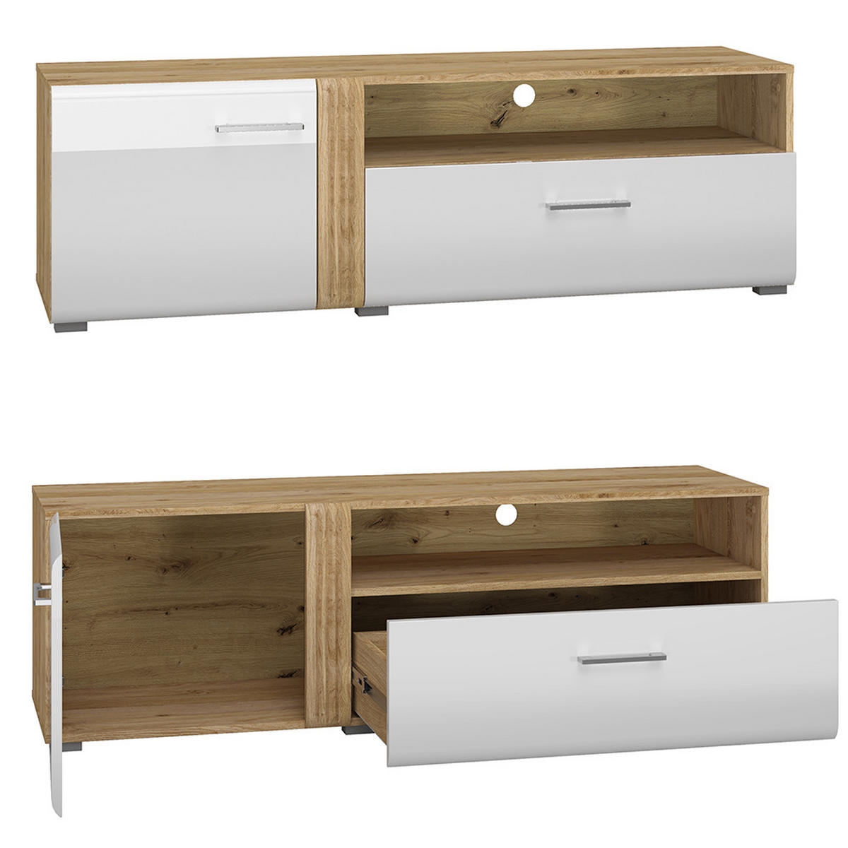 WOHNZIMMER-SET 6-TLG. Akron-131 - Weiß, Holzwerkstoff (800/196/60cm) - Lomado