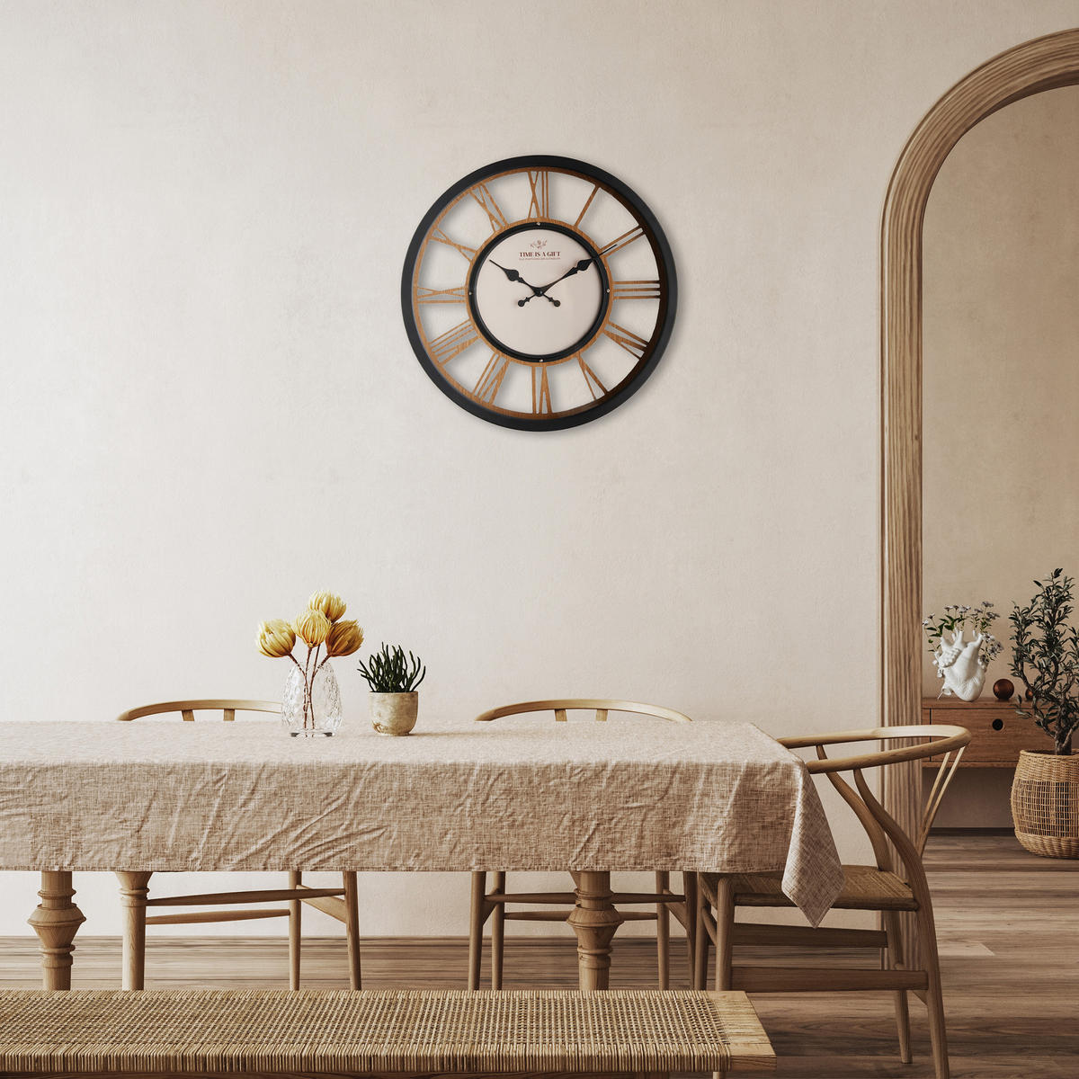 WANDUHR Eroma 40x40cm, Schwarz - Schwarz, Metall (40/6/40cm) - home&you