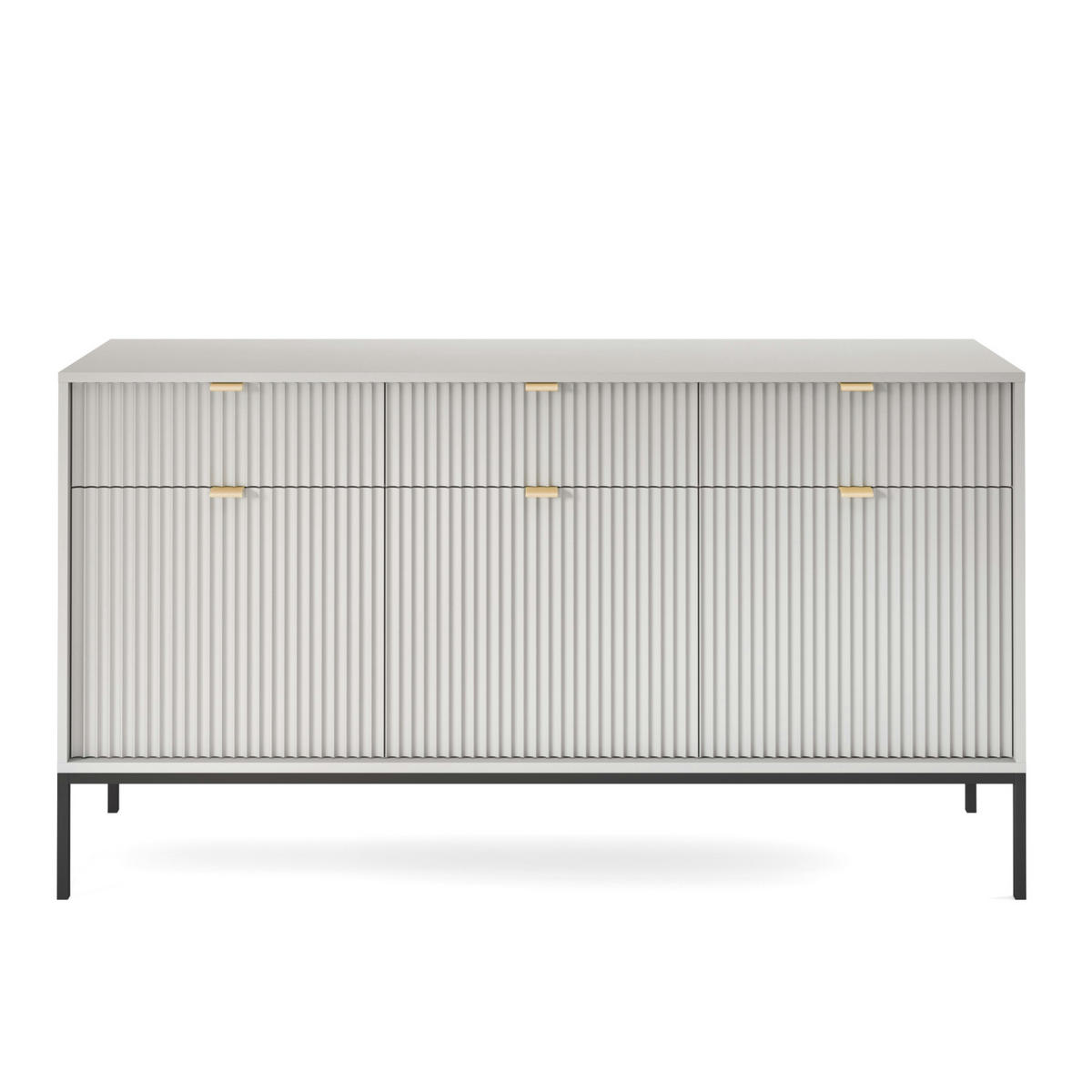 SIDEBOARD NANAIMO KOM3-3D3S Profilierte Fronten, Grau - Grau, Holzwerkstoff/Kunststoff (154/83/39cm) - Komodee