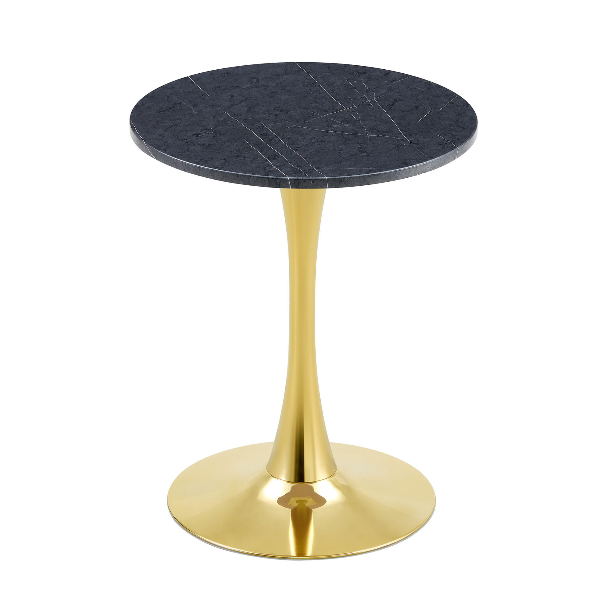 BEISTELLTISCH 60/72 cm in Schwarz und Gold mit runder MDF-Tischplatte - Schwarz, Holzwerkstoff (60/60/72cm) - BEAOK