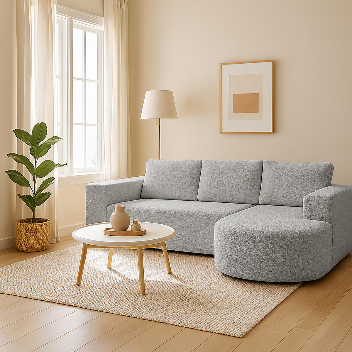 ECKSOFA Tolga mit Schlaffunktion, Hellgrau - Hellgrau, Textil (270/162cm) - Fedve