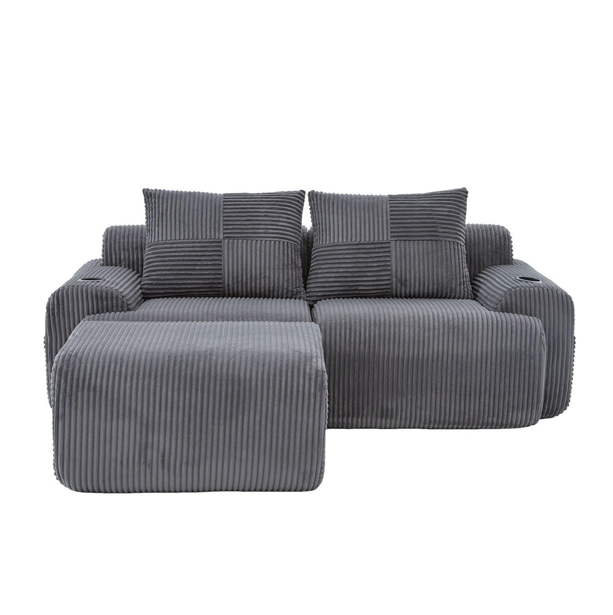 SOFA modular 2-Sitzer 200 x 174 cm Cord Dark Gray - Dunkelgrau, Kunststoff (174/200.1cm) - Meubliv