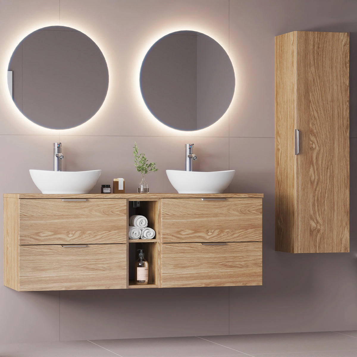 WASCHTISCHUNTERSCHRANK 140.6cm Astrid Holz - Braun, Holzwerkstoff (140.6/52.2/46.5cm) - Petits-meubles