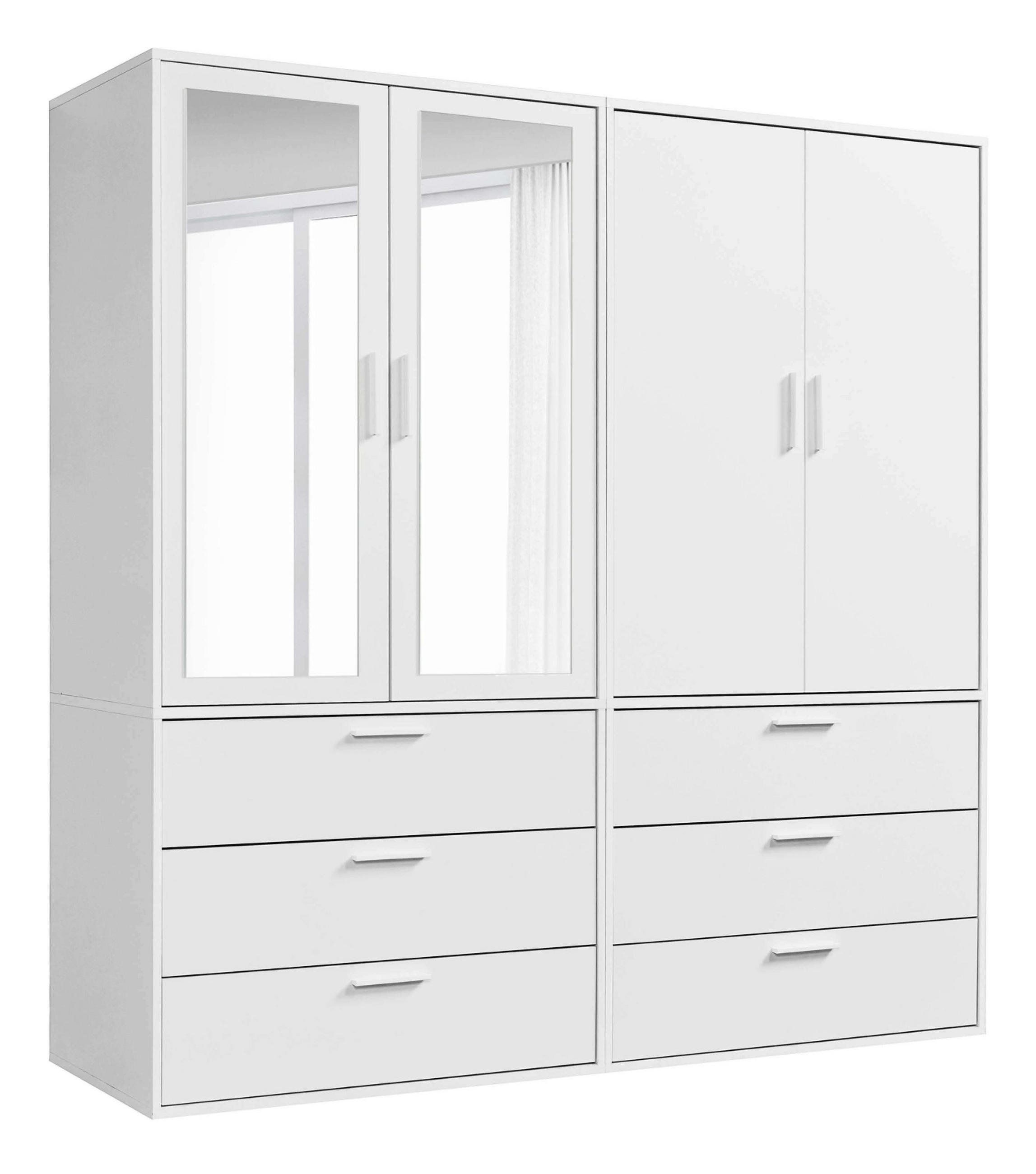 KLEIDERSCHRANK mit Spiegel Der Grenzenlose - Weiß, Holzwerkstoff (180/187/58cm) - Mokebo