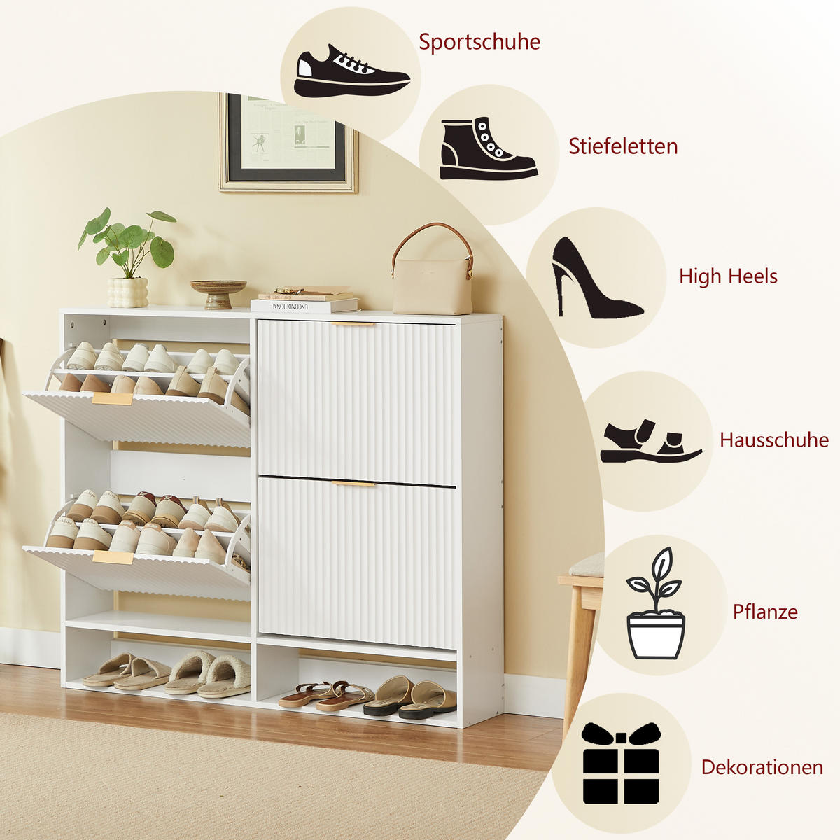 SCHUHSCHRANK Weiß 120/24/102 cm - Weiß, Holzwerkstoff (120/102/24cm) - PANGIVO