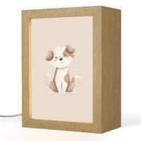 NACHTTISCHLAMPE Hund - Gefleckt - Braun 15x20 cm - Beige, Holzwerkstoff (8/15/20cm)