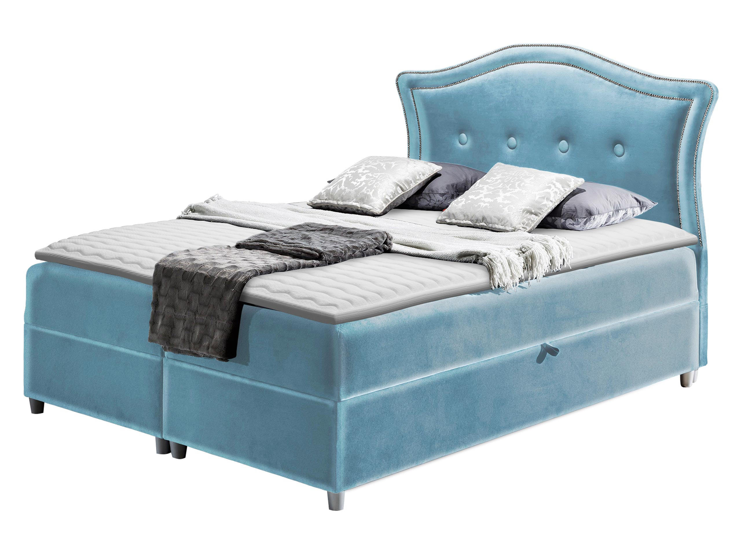 BOXBETT Bedran - Hellblau, Holz (160/200cm) - MIRJAN24